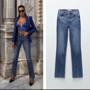 NWT Zara high rise slim flare full length jeans blogger favorite